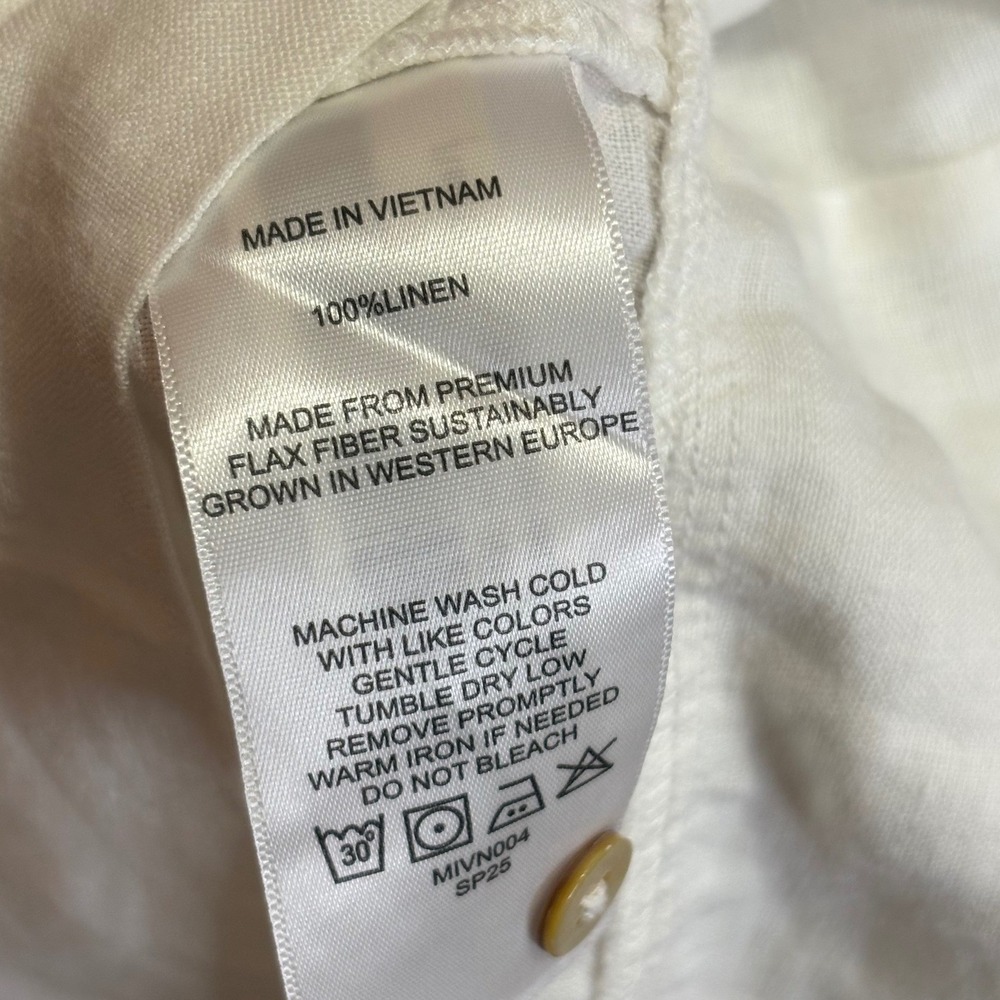 Quince Dress Womens L White Linen Sleeveless Swing Dress Pleated Coastal NWT - Picture 8 of 8